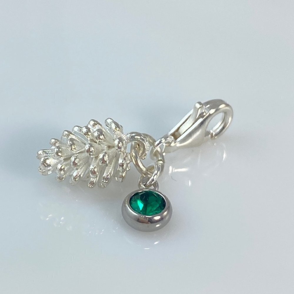 Pine Cone and Birthstone Dangle Charm